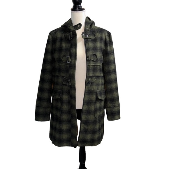 Steve Madden (EUC) Wool Blend Hooded Duffel Coat, Fully Lined Size Large - Picture 7 of 15